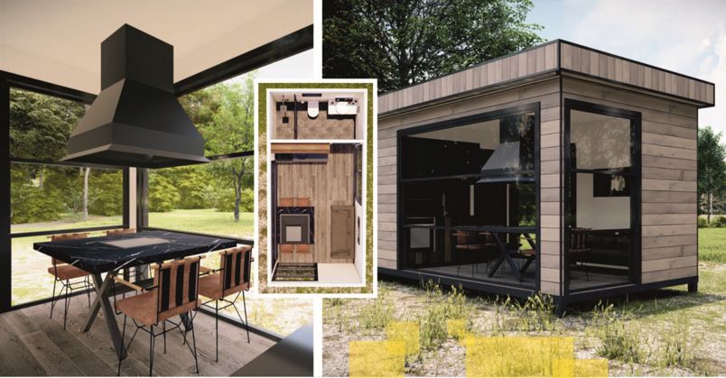 18 m2 Mangallı, Mutfaklı, Dağ Evi Konseptli Tek Parça Yaşam Alanı