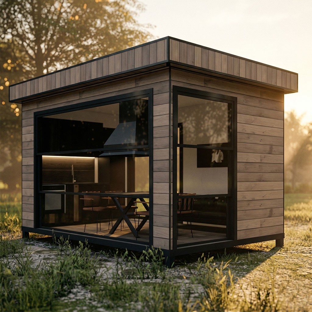 18 m2 Mangallı, Mutfaklı, Dağ Evi Konseptli Tek Parça Yaşam Alanı